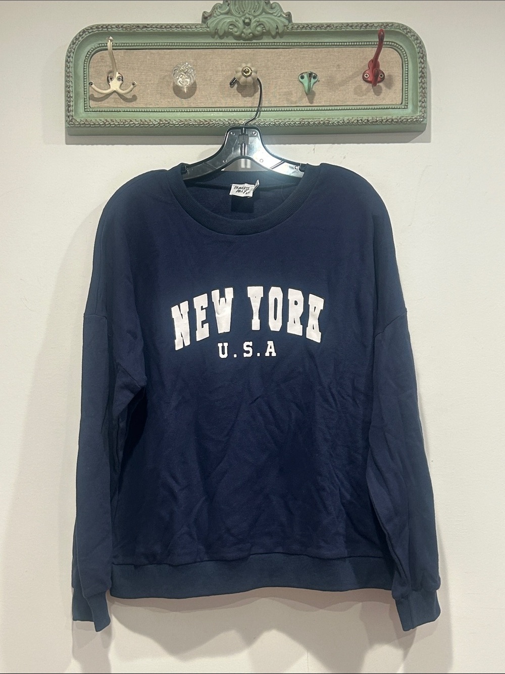 Princess Polly cotton Navy Blue ‘New York U.S.A' Crewneck Sweatshirt women’s 8